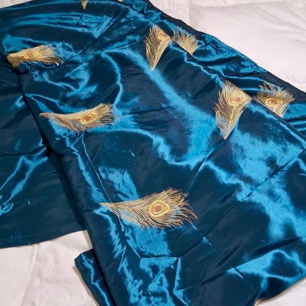 Blue Peacock Feather Panel (set of 2)